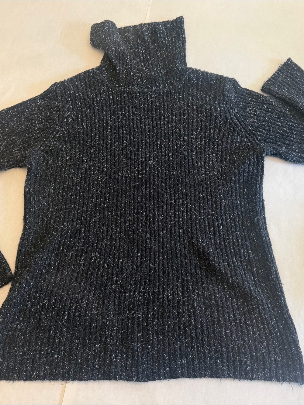 Newport News Black Metallic Ribbed Turtleneck Sweater